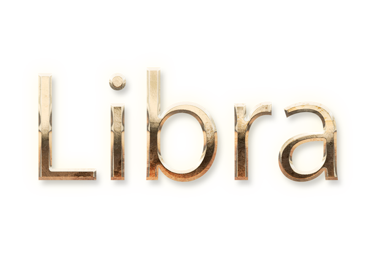 zodiac sign word LIBRA gold text typography PNG images free